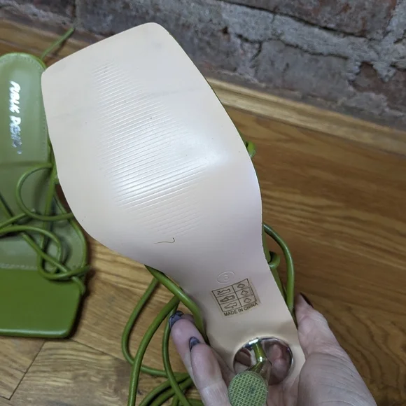 Public Desire Size 6 Olive Green Strappy Heeled Sandals - Picture 4 of 7